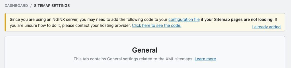 Rank Math sitemap notification on an Nginx server