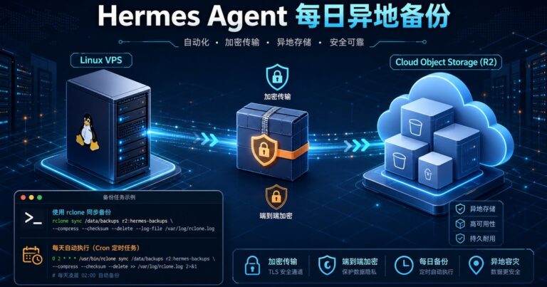Hermes Agent 使用 Rclone、Cloudflare R2 和 Cron 自动异地备份